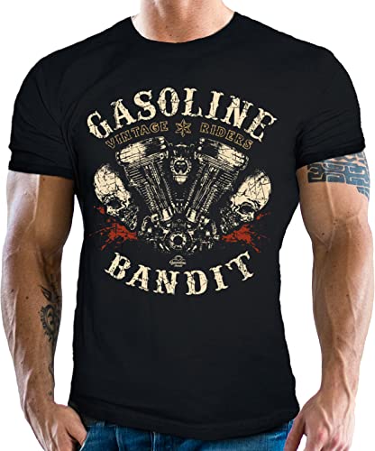 Gasoline Bandit® Hot Rod Biker Camiseta: Vintage Rider-XL