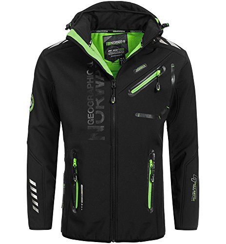 Geographical Norway Chaqueta softshell de los hombres en el exterior Rainman Turbo-Dry Capucha - Negro, M…