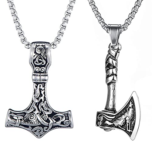 Weenkeey 2 collar Thors Hammer collar hacha collar Nordic Viking amuleton collar colgante collar Gott Punk...