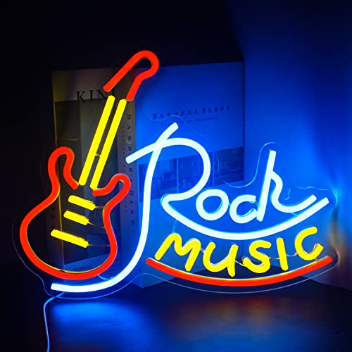 Looklight Rock Music Señales de neón para Decoración de pared Guitar Led Luces de neón USB Music Señales...