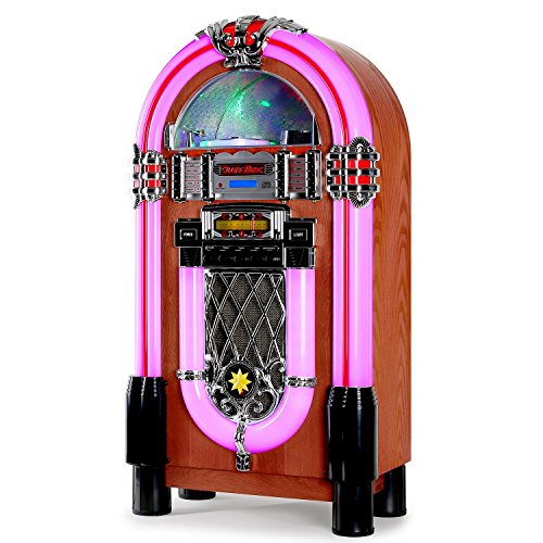 AUNA Graceland XXL Jukebox Vintage - Rockola Discos, MP3, CD, AUX, Radio FM, Puerto USB, 100 W MAX