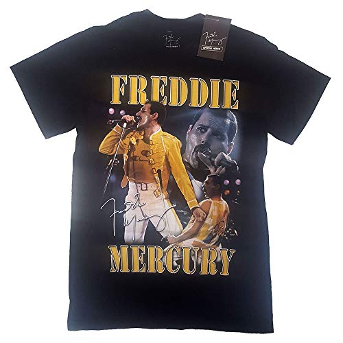 Freddie Mercury Live Homage Oficial Camiseta para Hombre (Medium) Negro
