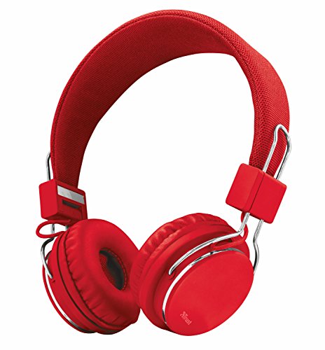 Trust Urban Ziva - Auriculares de Diadema Ajustable con micrófono Integrado, Color Rojo