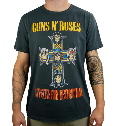 Amplified Guns N Roses-Appetite for Destruction Camiseta, Gris (Charcoal CC), S para Mujer