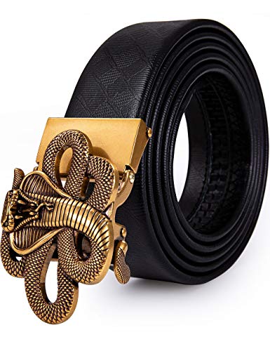 Cinturón de cuero para hombre, con hebilla de trinquete automático con impresión animal en 3D, cinturón...