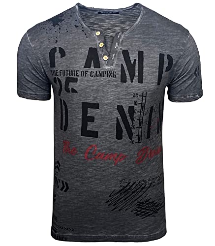 BX152 - Camiseta para hombre con cuello redondo y estampado único de moda y vintage, gris oscuro, S