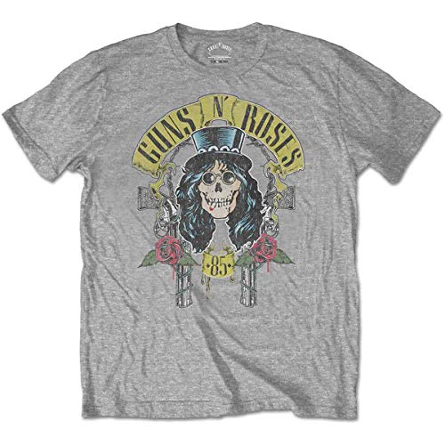 Guns N' Roses Slash '85 Camiseta, Gris (Grey Grey), Medium para Hombre