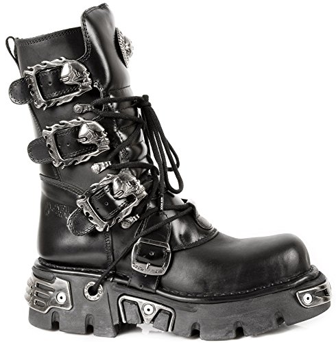 New Rock Shoes Classic Reactor Boots with Skull Buckles UK 8