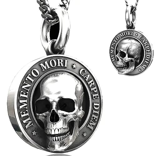 SMchwbc Memento Mori Collar con colgante de calavera de Halloween con colgante de calavera, memento mori,...