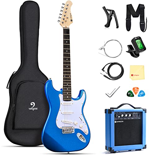 Vangoa Kit de guitarra eléctrica de 39 pulgadas tamaño completo con amplificador de guitarra de 10 vatios,...