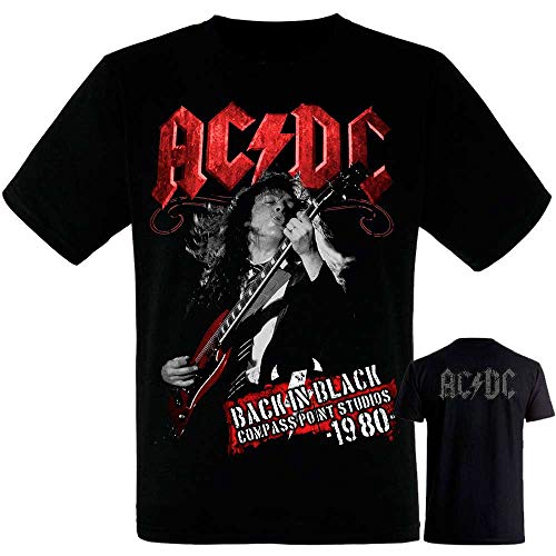AC/DC - Back in Black - Camiseta Negra Hombre Manga Corta - ACDC Tshirt (M)