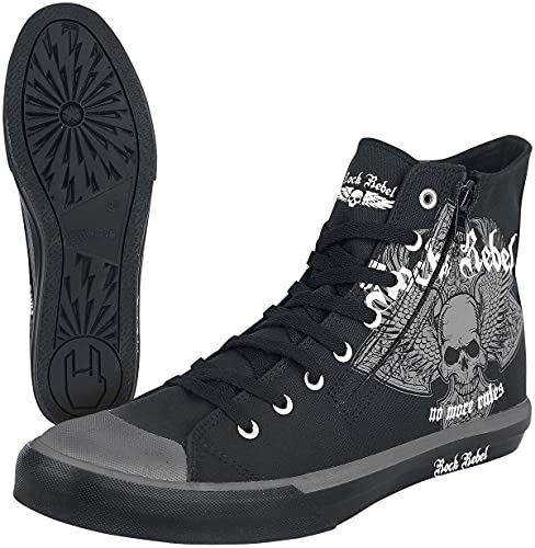 Rock Rebel by EMP Unisex Zapatillas negras con estampado de calavera EU37
