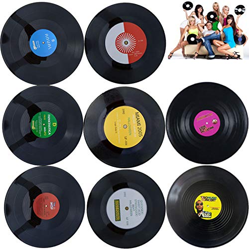 shajiahao Vinyl Record Decoration, 8 Pieces Vinyl Record Wall Decoration,Diseño Retro de Discos de CD,para la...