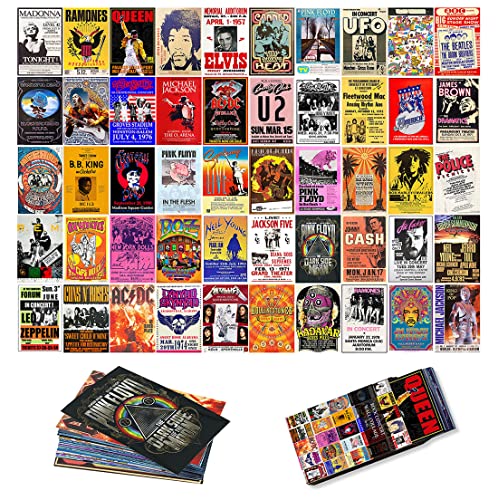 ZJNB Kit de collage de pared de rock vintage, pósteres de banda de rock, álbum de concierto de música retro...