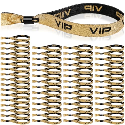 JABNOW 60 Piezas Pulseras de Entrada VIP Bandas de Entrada de Tela Cintas Identificativas de Oro Negro...